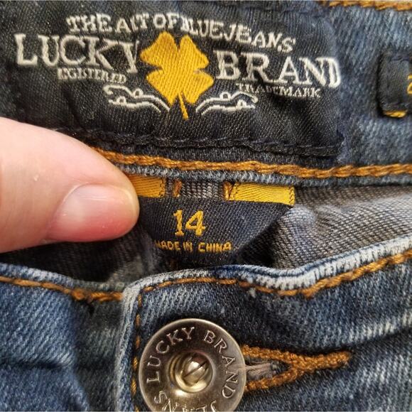 Lucky Brand Zoe Skinny Stretch Jeans Boho Embroidered Mid Rise Girl's Size 14 - Picture 2 of 11